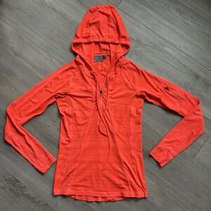 Athleta Pacifica‎ UPF Hoodie Womens Small Bright Orange Athleisure Thumbholes